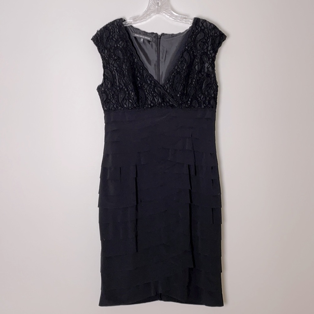 Black Lace & Scalloped Ruffle Dress